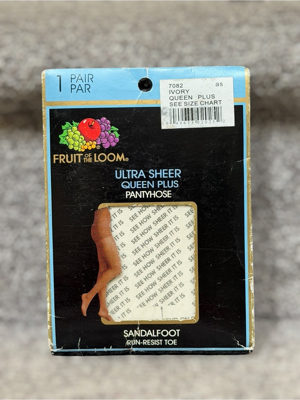 NEWâ Vintage 2005 Fruit of the Loom Ultra Sheer Queen Plus Pantyhose Ivory NOS